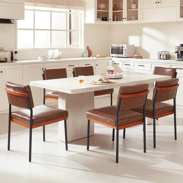 Upholstered Faux Leather Dining Chairs with Metal Legs