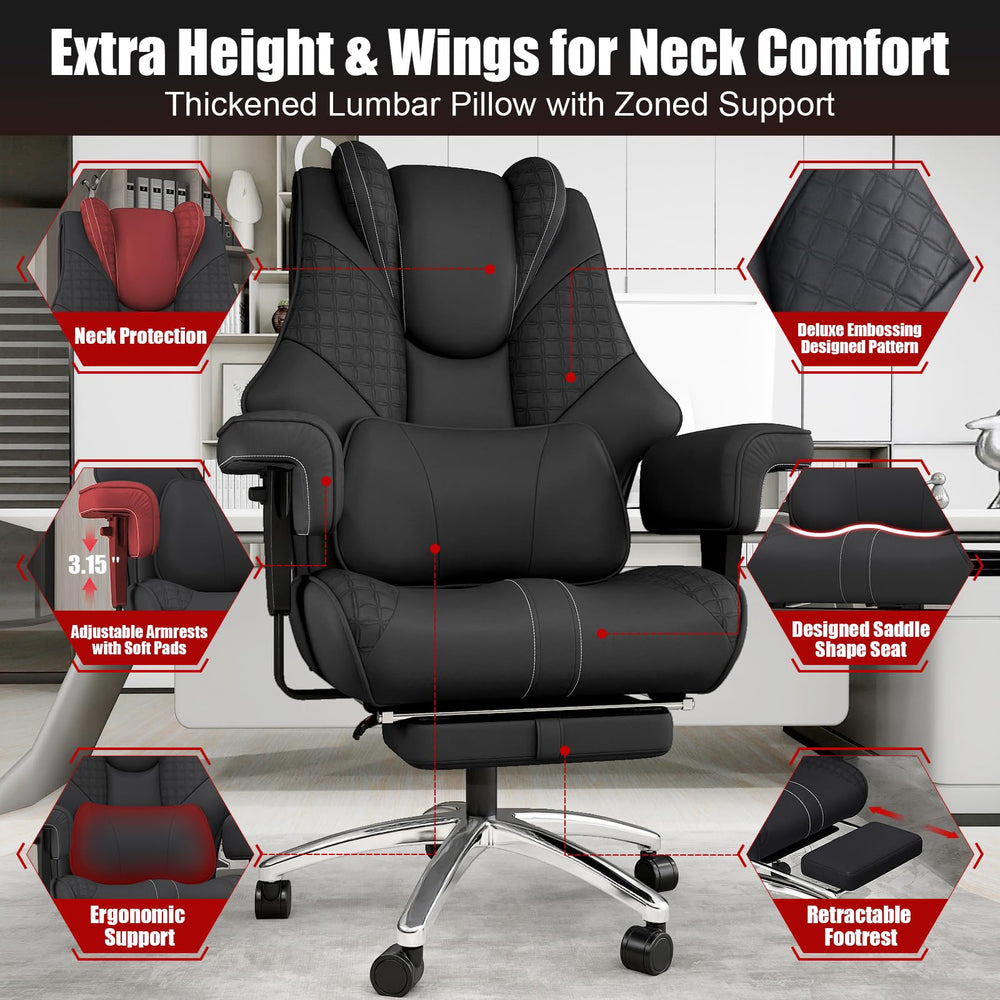 Big and Tall Reclining Office Chair with Footrest