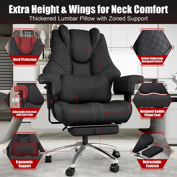Big and Tall Reclining Office Chair with Footrest