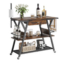 48-Inch Mobile Coffee Cart with Storage Drawer and Lockable Wheels