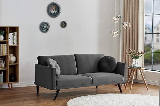 Retro Velvet Convertible Futon Sofa Bed