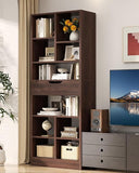 8-Tier Tall Narrow Bookshelf with Drawer