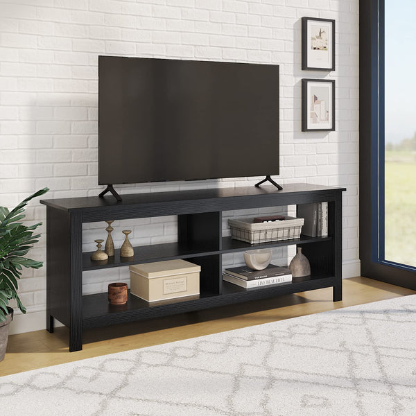Modern TV Stand with 4 Open Shelves for TVs up to 65 Inches
