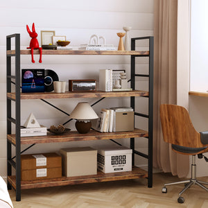 4-Tier Adjustable Bookshelf with Metal Frame