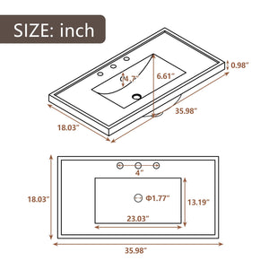 36" Bathroom Vanity with Sink, 3 Drawers & Soft-Close Doors