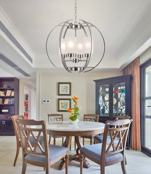 4-Light Globe Chandelier with Frosted Glass Shades
