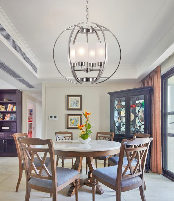 4-Light Globe Chandelier with Frosted Glass Shades