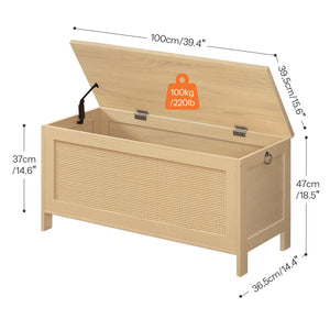 Storage Bench with Faux Rattan Lid & Safety Hinge
