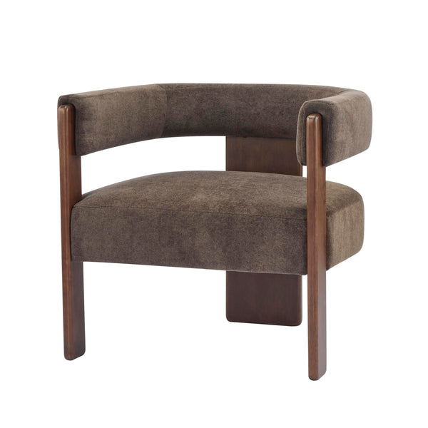Barrel Accent Chair – Velvet Upholstered Lounge Chair with Rubberwood Frame