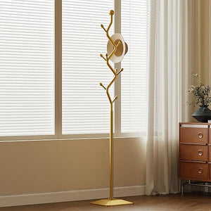 Metal Coat Rack Freestanding with 8 Hooks and Rectangular Base