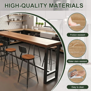 Solid Wood Bar Height Table with Metal Legs