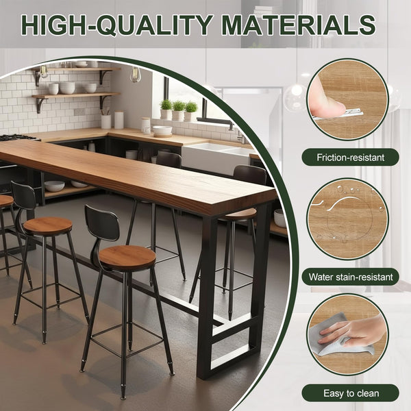 Solid Wood Bar Height Table with Metal Legs