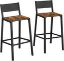 Industrial Bar Stools Set of 2 with Backrest