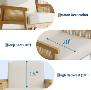 Rattan Accent Armchair with High Back