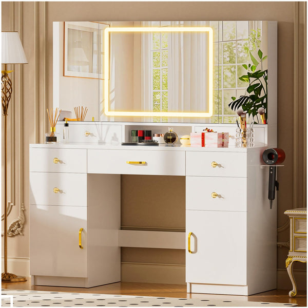 Vanity Desk with Mirror & Lights