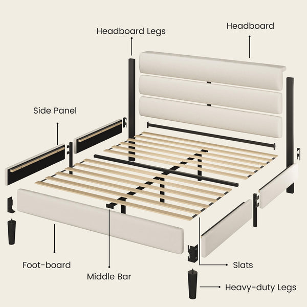 Velvet Upholstered Platform Bed Frame with Headboard