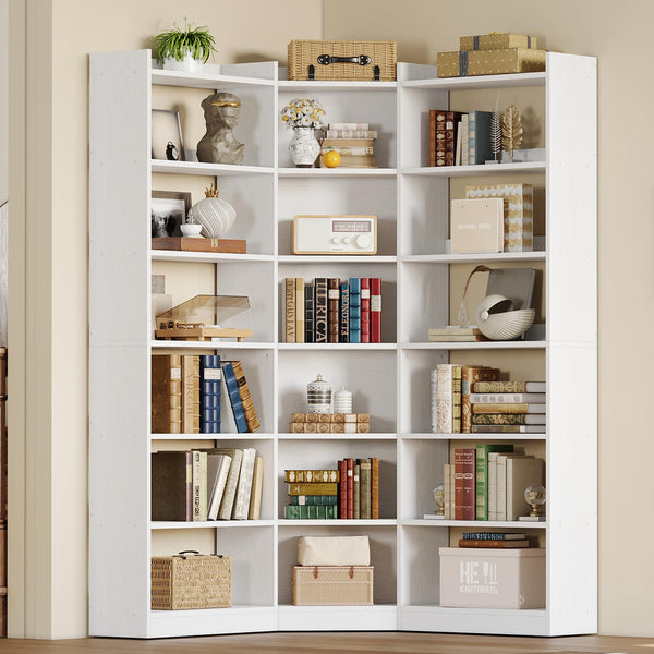 7-Tier Corner Bookshelf with Storage