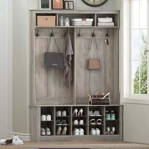Farmhouse Hall Tree with Bench and Shoe Storage