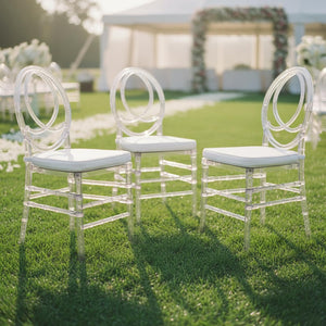 Clear Stackable Dining Chairs Set of 3 – Fully Assembled Transparent Acrylic Seating