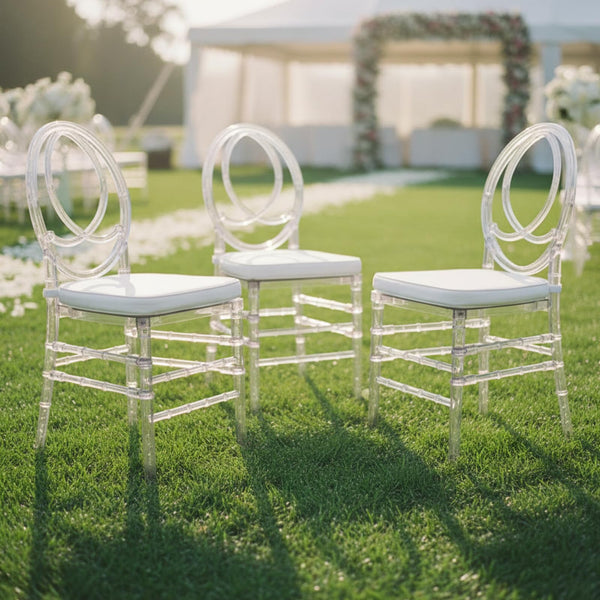 Clear Stackable Dining Chairs Set of 3 – Fully Assembled Transparent Acrylic Seating