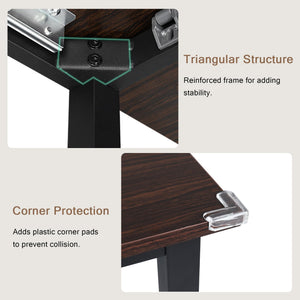 Extendable Dining Table Set with 6 Stools, Metal Frame & MDF, 63"