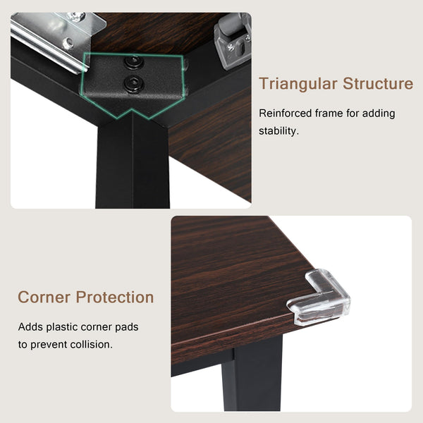 Extendable Dining Table Set with 6 Stools, Metal Frame & MDF, 63"