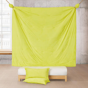 Oversized Comforter Set – Neon Yellow Plush Bedding with Shams