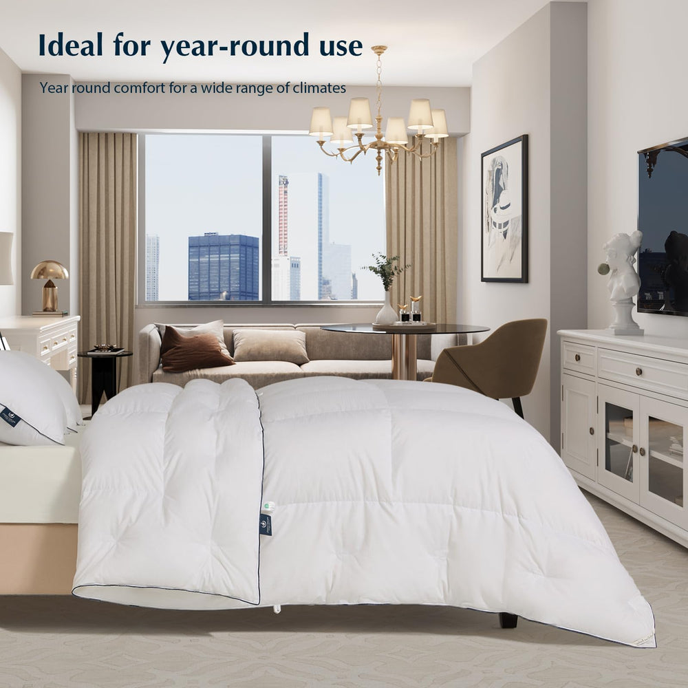 White Goose Down Comforter – All Season Baffle Box Duvet Insert