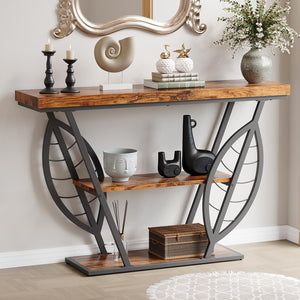 3-Tier Leaf Console Table with Metal Frame