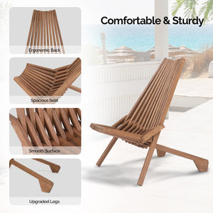 Acacia Wood Folding Patio Chairs Set of 4