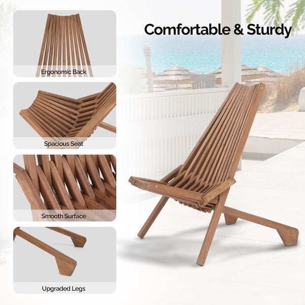 Acacia Wood Folding Patio Chairs Set of 4