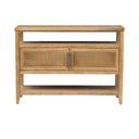 Console Table with Storage Cabinet – Cane Door, Honey Wood Finish, 47.75"W