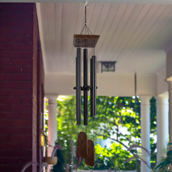 Large Outdoor Wind Chimes – Deep Tone Aluminum Tubes with Ash Wood