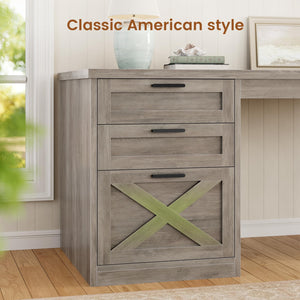 L-Shaped Desk with Drawers, Storage Shelves & Power Outlets