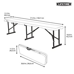 6-Foot Fold-in-Half Folding Bench – White Granite