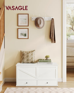 Farmhouse Storage Bench with 2 Fabric Drawers
