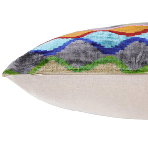 Colorful Wave Silk Velvet Throw Pillow 16x24