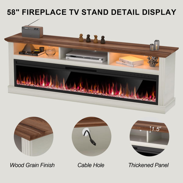 58" Fireplace TV Stand with 52" Electric Fireplace