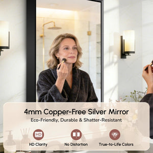 Rectangular Wall Mirror with Brushed Black Aluminum Frame
