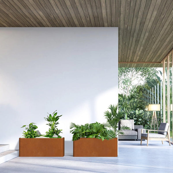 Corten Steel Rectangular Planter Box 36"L x 15"W x 15"H