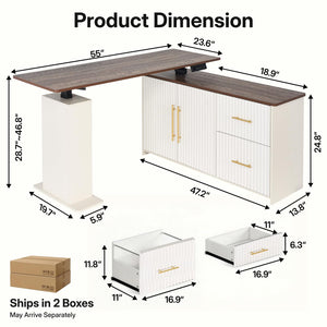 L-Shaped Electric Standing Desk with Drawers & Storage Cabinet