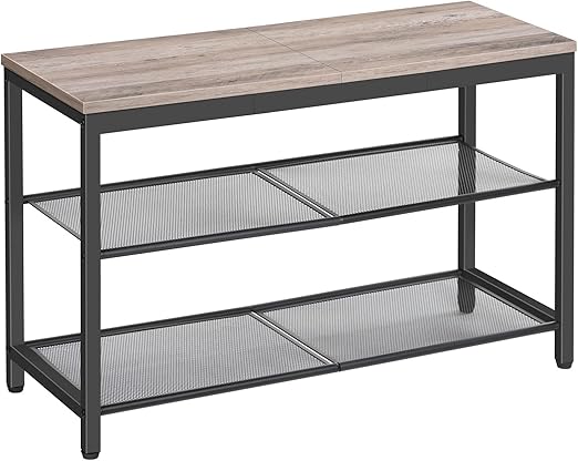 3-Tier Shoe Bench with Mesh Shelves