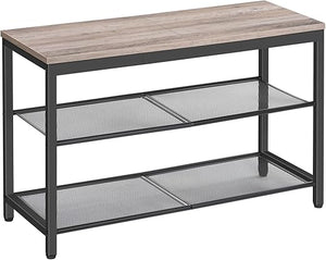 3-Tier Shoe Bench with Mesh Shelves