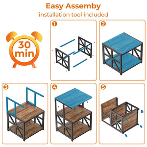 Printer Stand with Lockable Wheels & 3-Tier Storage Shelf