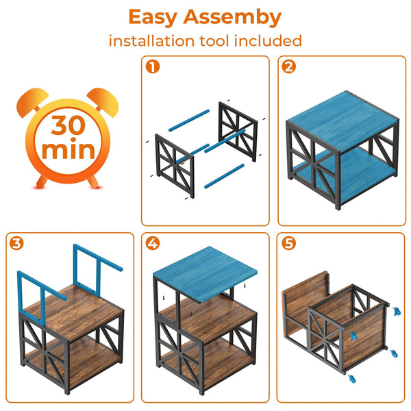 Printer Stand with Lockable Wheels & 3-Tier Storage Shelf