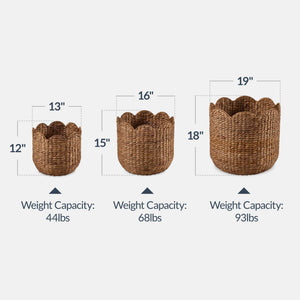 Water Hyacinth Nesting Storage Baskets Set of 3