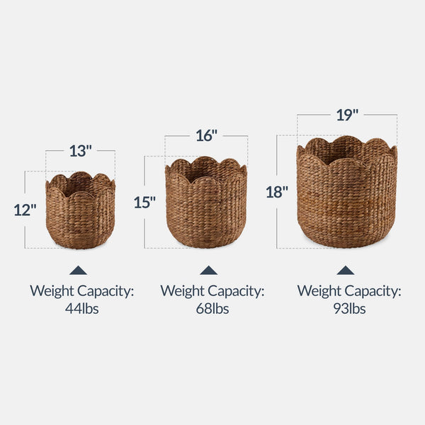 Water Hyacinth Nesting Storage Baskets Set of 3