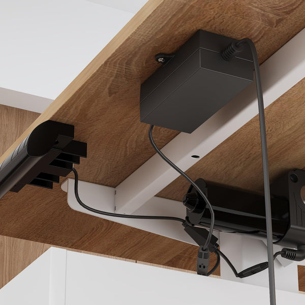 L-Shaped Electric Standing Desk with Drawers and Shelves, 63"