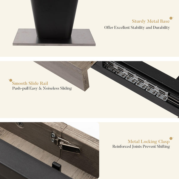 Extendable Dining Table 63 to 78.7 Inch for 4 to 10 People