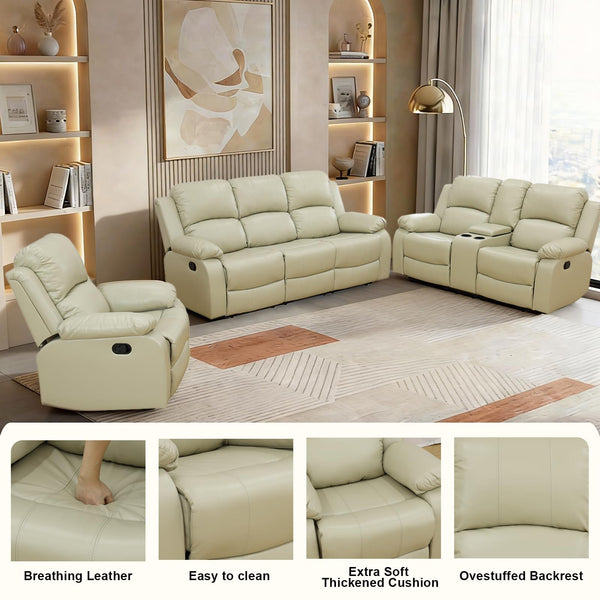 3-Piece Reclining Sectional Sofa with Storage Console
